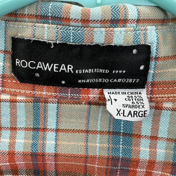 ROCAWEAR Oxford Button Up Shirt Men's XL Long Sleeve Western Cowboy READ - Picture 4 of 16